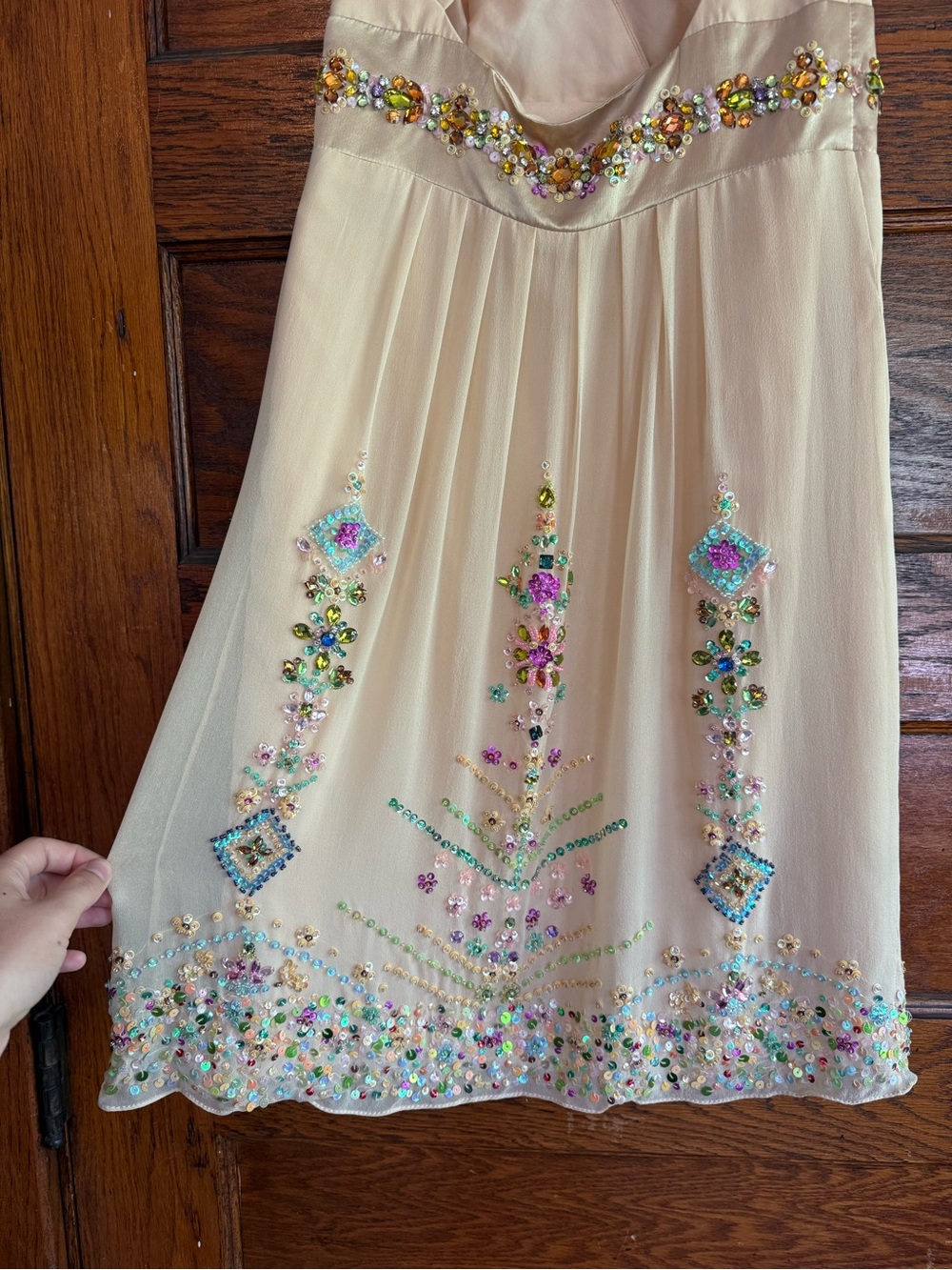 VINTAGE Y2K 100% Silk Beaded Dress Fairy Fairycore Whimsical Basix Black Label 2 - Picture 10 of 11